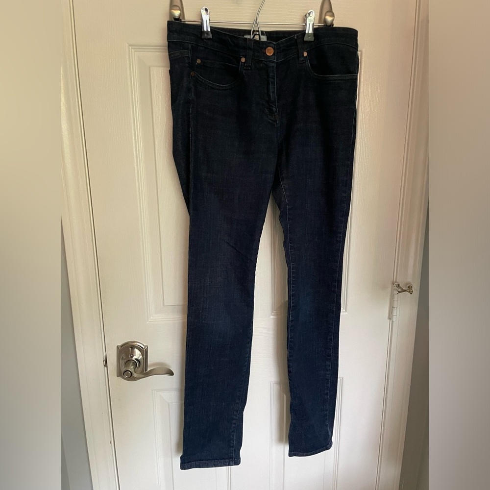 Eileen Fisher Jeans Womens Size 8 Straight Leg  Blue Denim Stretch Dark